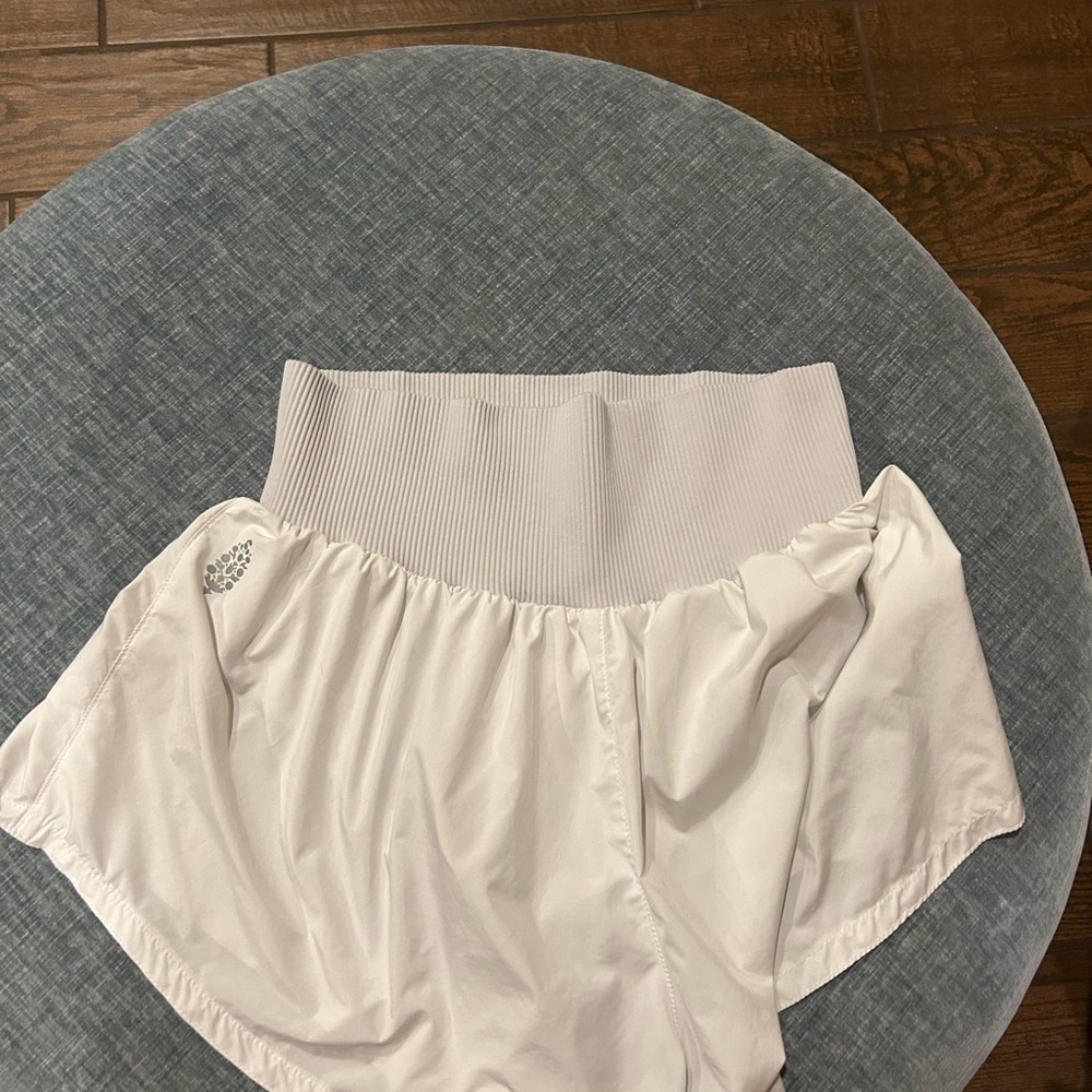 Free People White Athletic Shorts with Ribbed Waistband